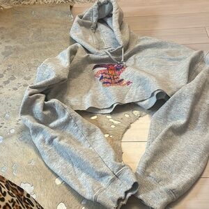 Boys Lie Gray Cropped Hoodie with Multicolor Graphic